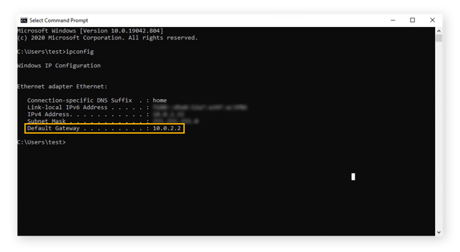 Encontrar o endereço IP do seu roteador usando o Prompt de Comando no Windows 10