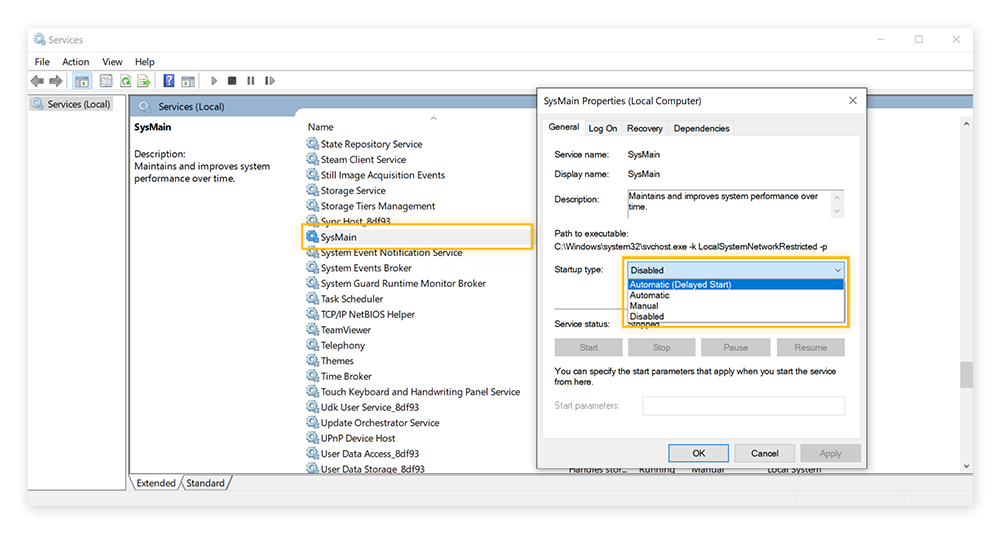 Turning off Windows Superfetch