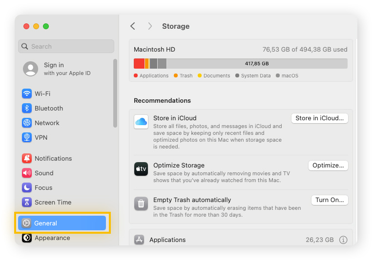 Libérez de l’espace disque sur un Mac en modifiant les paramètres de stockage.