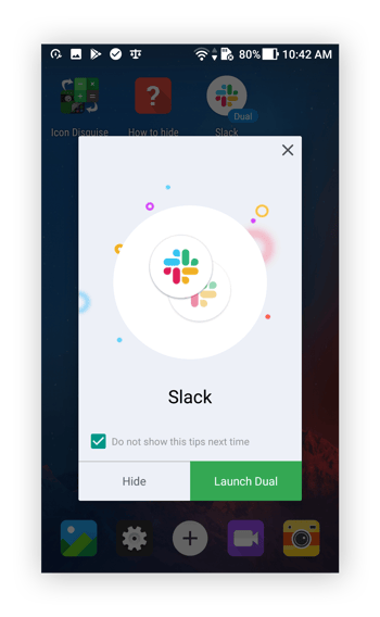 Hiding an app in App Hider for Android