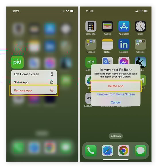 Een app verwijderen van een iPhone.