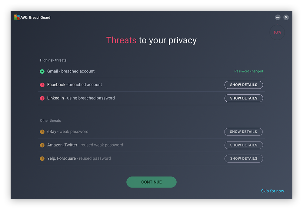 AVG BreachGuard helpt uw privacy te beschermen door het web te scannen op uw uitgelekte gegevens.