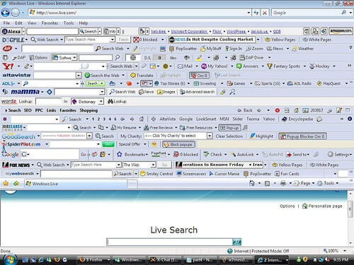A browser being overtaken by too many toolbars A browser being overtaken by too many toolbars